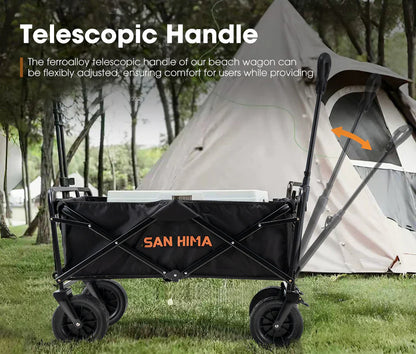 San Hima Folding Camping Wagon 120kg Beach Trolley Garden Cart 360° Wheel - image 6