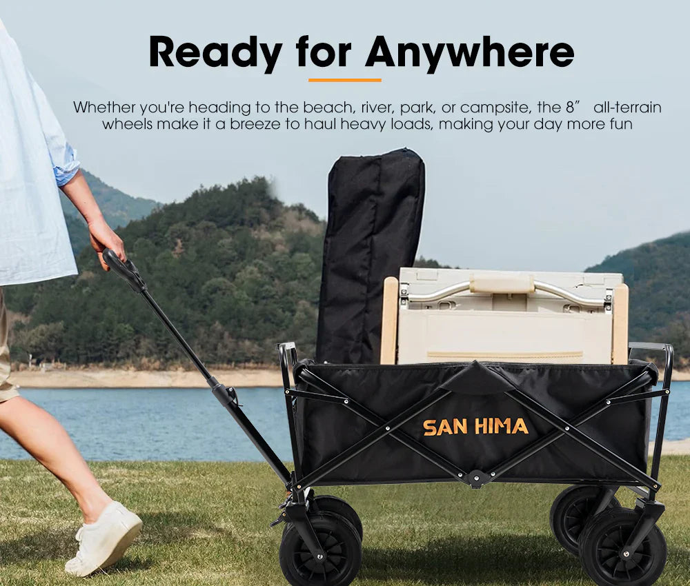 San Hima Folding Camping Wagon 120kg Beach Trolley Garden Cart 360° Wheel - image 9