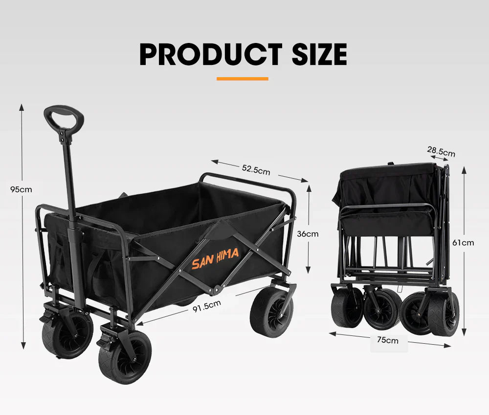 San Hima Folding Camping Wagon 120kg Beach Trolley Garden Cart 360° Wheel - image 10