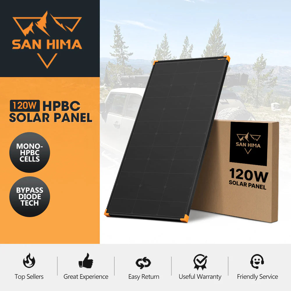 San Hima 120W Mono-HPBC Fixed Solar Panel with Bypass Power - image 2