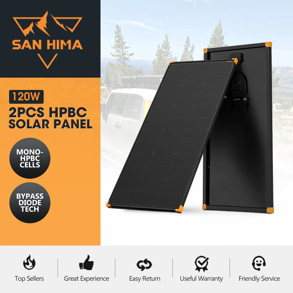 San Hima 2X 120W Mono-HPBC Fixed Solar Panel kit with Power Bypass - image 2