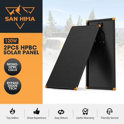 San Hima 2X 120W Mono-HPBC Fixed Solar Panel kit with Power Bypass - image 2