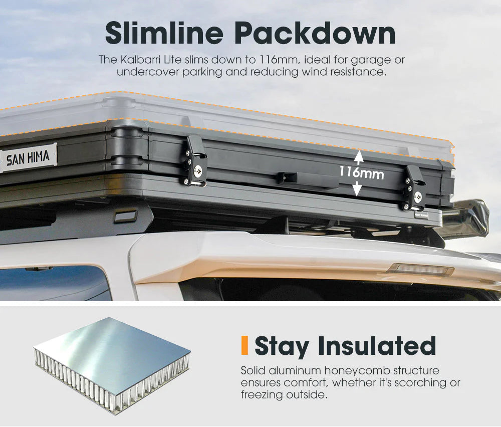 San Hima Kalbarri Lite Rooftop Tent Hardshell With Ladder Khaki - image 3