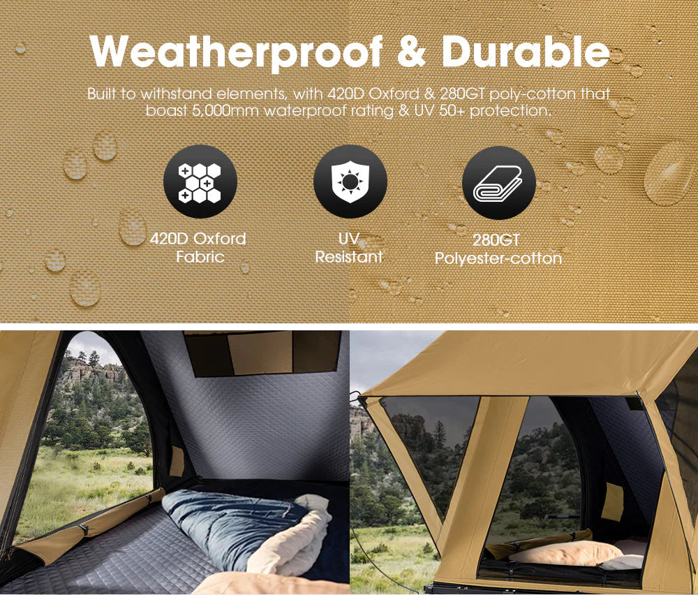 San Hima Kalbarri Lite Rooftop Tent Hardshell With Ladder Khaki - image 4