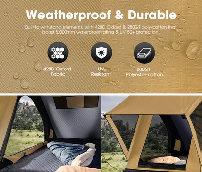 San Hima Kalbarri Lite Rooftop Tent Hardshell With Ladder Khaki - image 4