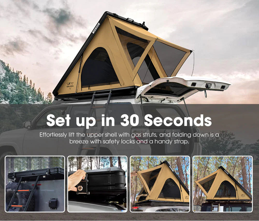 San Hima Kalbarri Lite Rooftop Tent Hardshell With Ladder Khaki - image 5