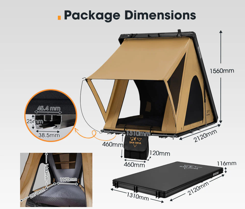 San Hima Kalbarri Lite Rooftop Tent Hardshell With Ladder Khaki - image 9