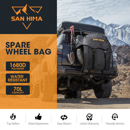 San Hima 70L Spare Wheel Bag Rubbish Bin & Accessory Storage Tote Snatch Rear - image 2