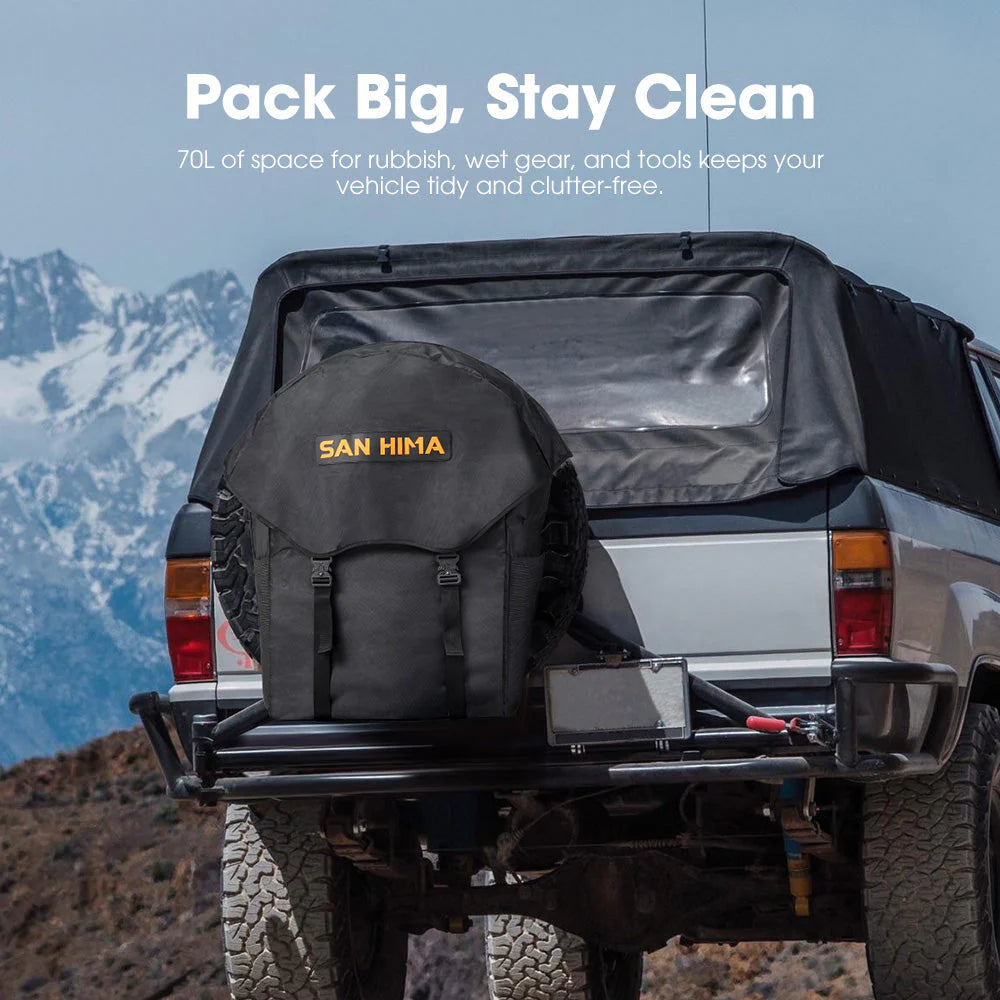 San Hima 70L Spare Wheel Bag Rubbish Bin & Accessory Storage Tote Snatch Rear - image 3
