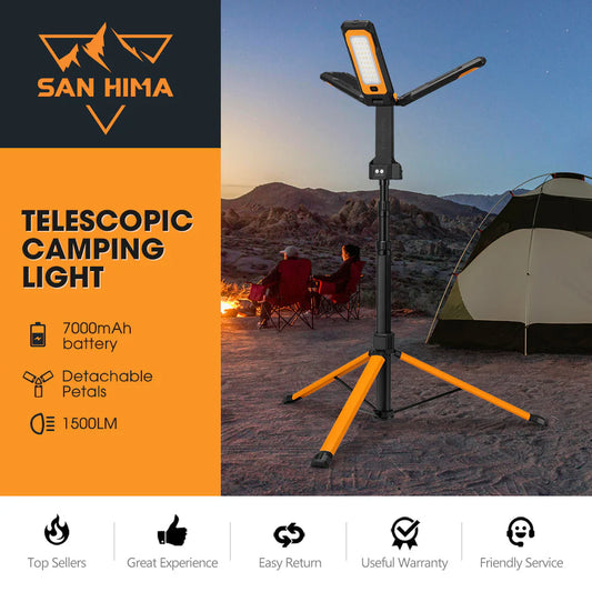 San Hima Telescopic Light Portable Lithium LED Tripod Lamp Camping Rechargeable - image 2
