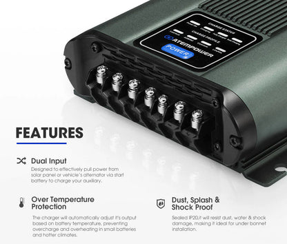 Atem Power 12V 20A DC to DC Battery Charger MPPT System Kit Isolator Dual Battery - image 2