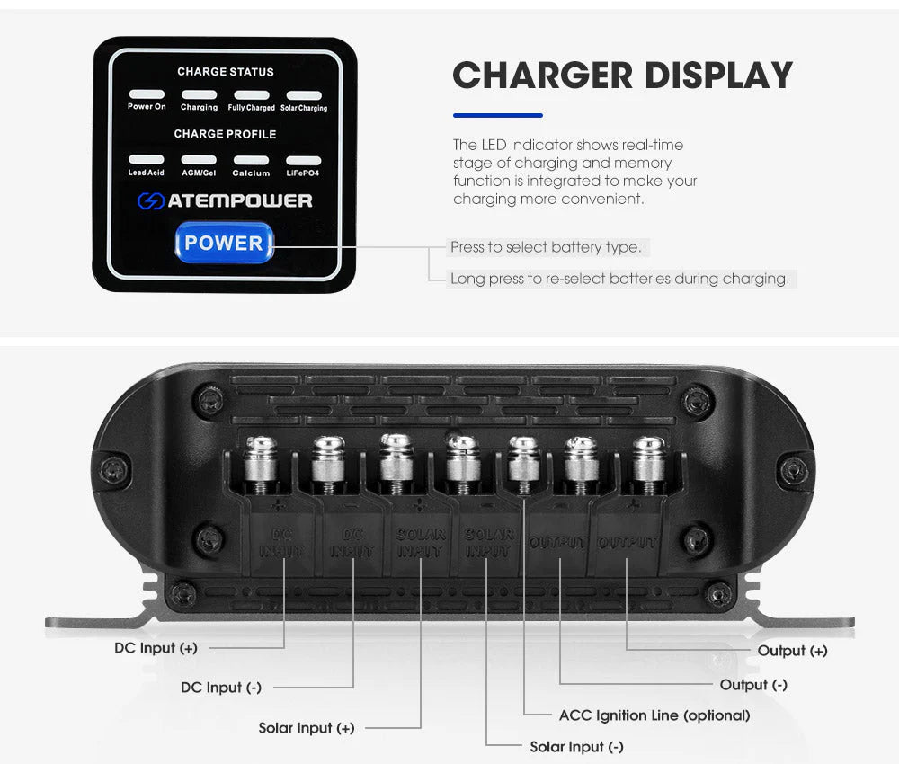Atem Power 12V 20A DC to DC Battery Charger MPPT System Kit Isolator Dual Battery - image 7