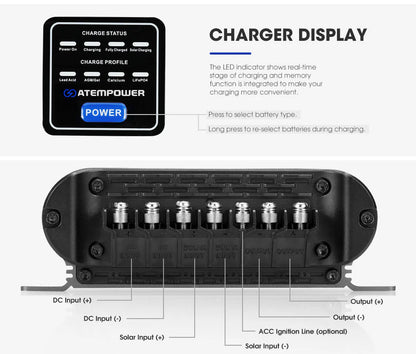 Atem Power 12V 20A DC to DC Battery Charger MPPT System Kit Isolator Dual Battery - image 7